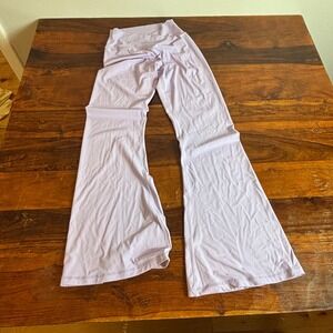 Sunzel Women Lavender Crossover High Waisted Flare Leggings Yoga Pants Size S